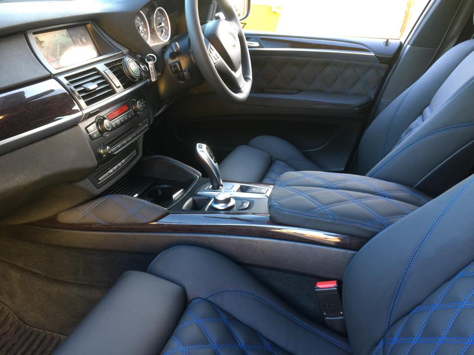 BMW X6 - Black nappa with royal blue stitching